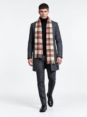 Noble Mount Mens Cambridge Reversible Plaid Houndstooth Winter Scarf NWT